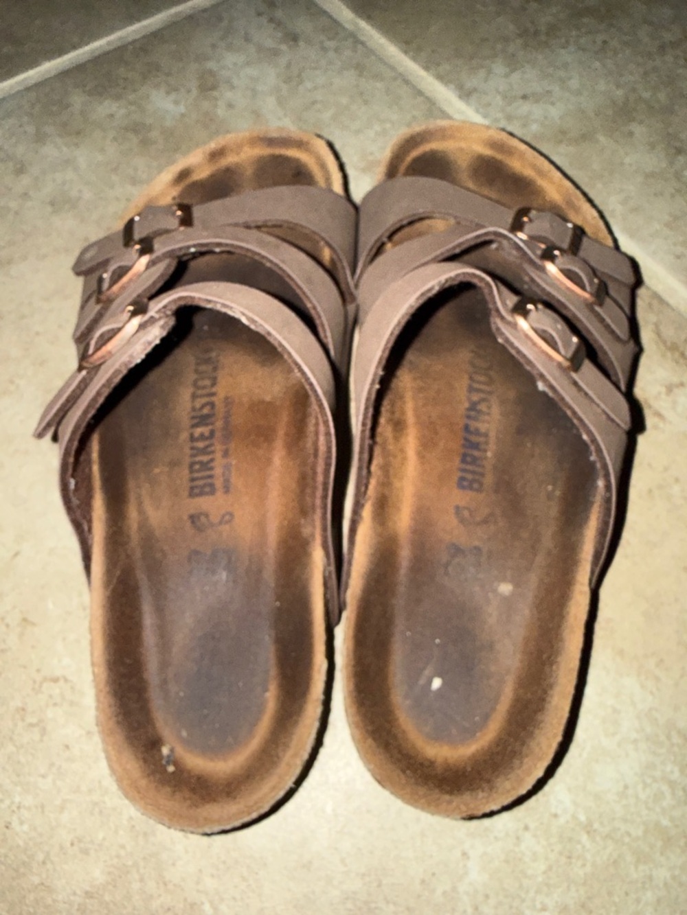Birkenstock Brown Triple Strap Sandals - Picture 2 of 6